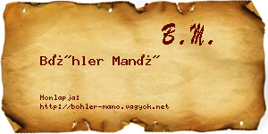Böhler Manó névjegykártya